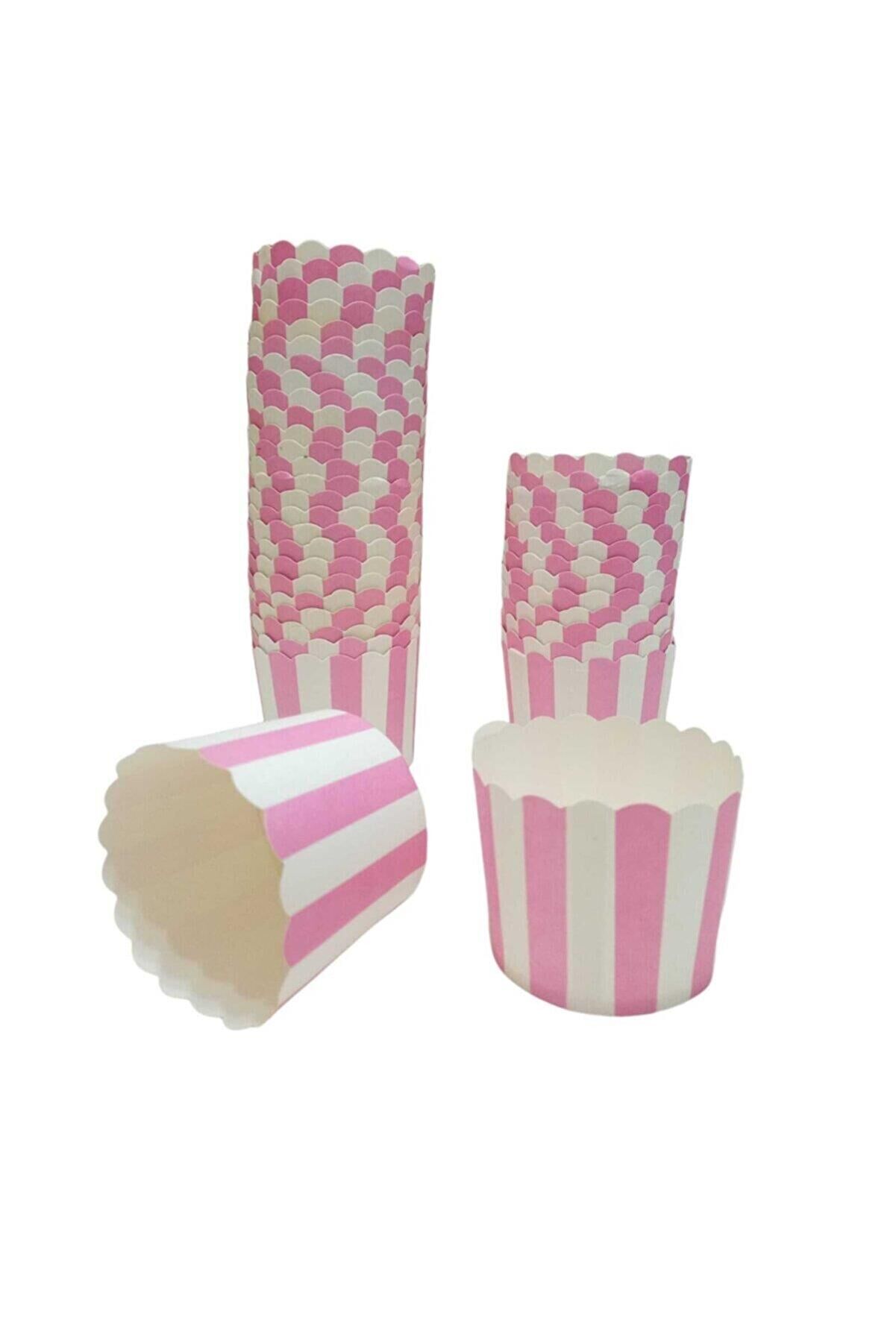 Cupcake/Muffin /Suffle Kek Kapsülü Pembe Beyaz 25 li