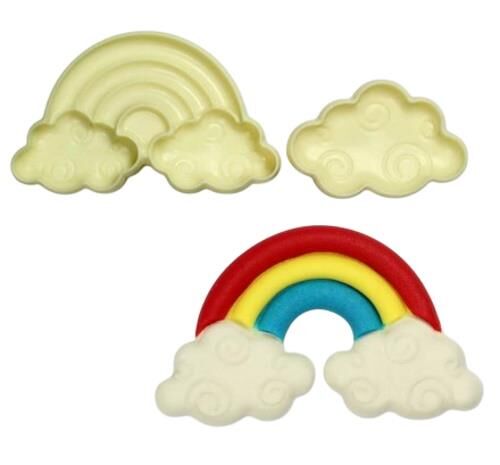 Şeker Hamuru Kalıbı Gökkuşağı Bulut Plastik Kesici 2 Li