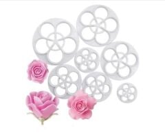 Şeker Hamuru Kalıbı Gül Çiçek Plastik Kesici 6 Lı