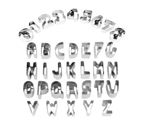 Harf ve Sayı Alfabe Kurabiye Kesici Kalıp Seti Metal 36 Parça