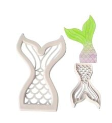 Şeker Hamuru Kalıbı Plastik Deniz Kızı Kuyruğu Baskı Seti 2 Li