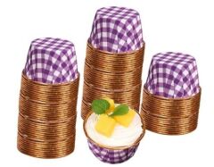 Cupcake/Muffin /Suffle Kek Kapsülü Mor Desenli 50 Li