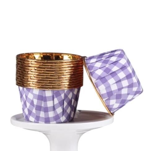 Cupcake/Muffin /Suffle Kek Kapsülü Mor Desenli 50 Li