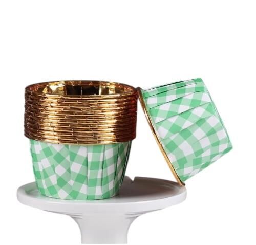 Cupcake/Muffin /Suffle Kek Kapsülü Yeşil Desenli 50 Li