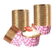 Cupcake/Muffin /Suffle Kek Kapsülü Pembe Desenli 50 Li