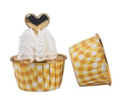 Cupcake/Muffin /Suffle Kek Kapsülü Turuncu Desenli 50 Li