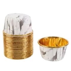 Cupcake/Muffin /Suffle Kek Kapsülü Gri Mermer Desenli 50 Li