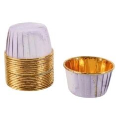 Cupcake/Muffin /Suffle Kek Kapsülü Mor Mermer Desenli 50 Li