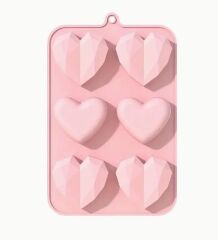 Pastaland Silikon Kek Kalıbı Kalp Düz Elmas şekilli