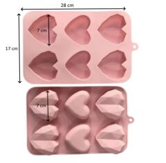 Pastaland Silikon Kek Kalıbı Kalp Düz Elmas şekilli