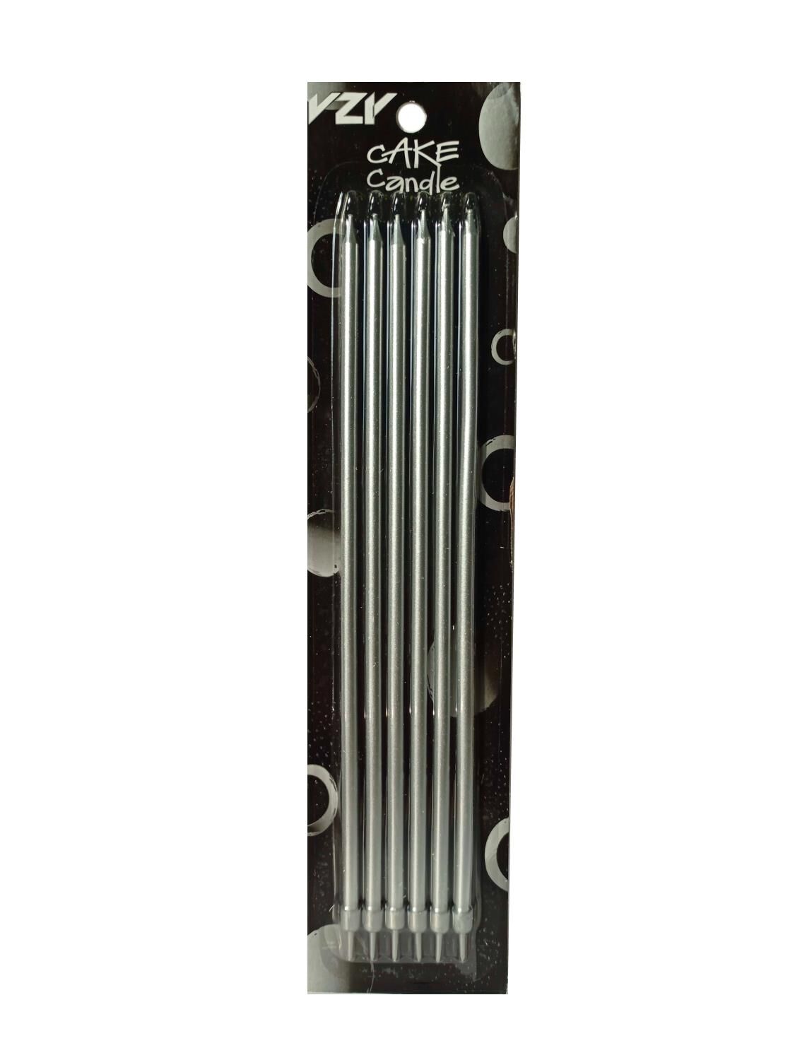 Gümüş Ekstra Uzun Pasta Mumu 25 cm