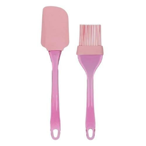 SİLİKON FIRÇA VE SPATULA 2 Lİ SET-PEMBE