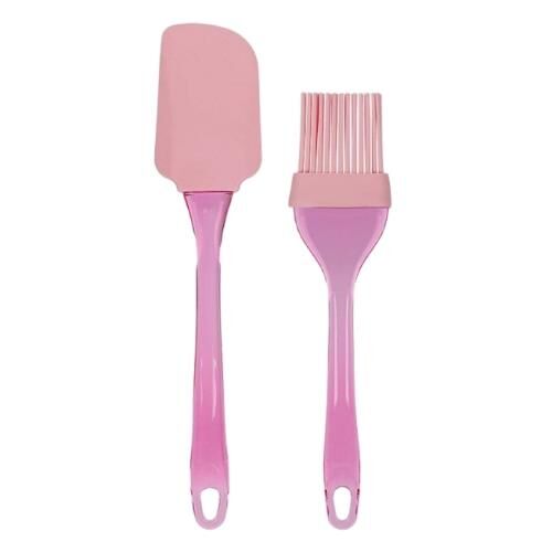 SİLİKON FIRÇA VE SPATULA 2 Lİ SET-PEMBE