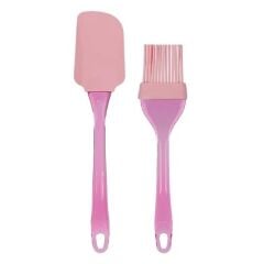 SİLİKON FIRÇA VE SPATULA 2 Lİ SET-PEMBE